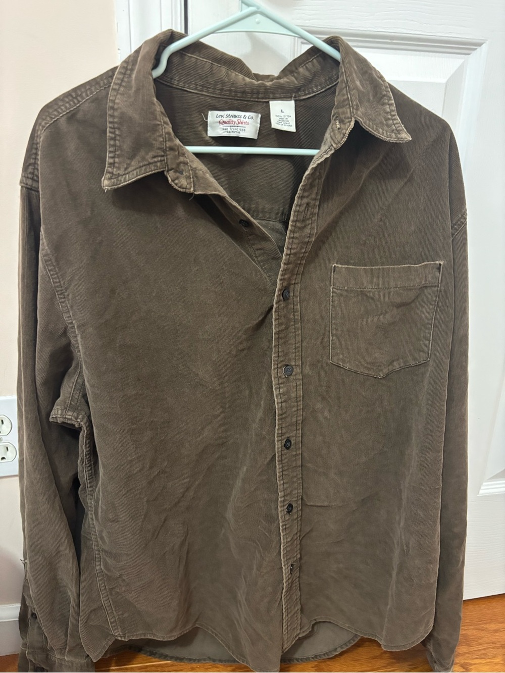 Vintage Levi's Levi Strauss Brown Corduroy Long Sleeve Button Down Shirt Women L